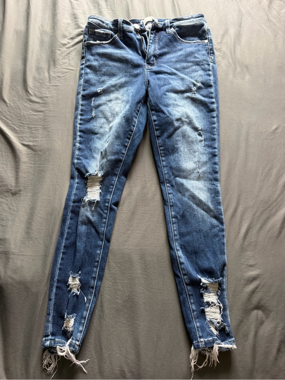BKE Parker Dark Blue Distressed Skinny Jeans